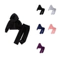 thumbnail image 1 of Velvet Hooded Tracksuit for Girls, 2PCS Warm Jacket and Sweatpants Set, Soft Velour Jogger Outfit for Daily Wear, 1 of 3