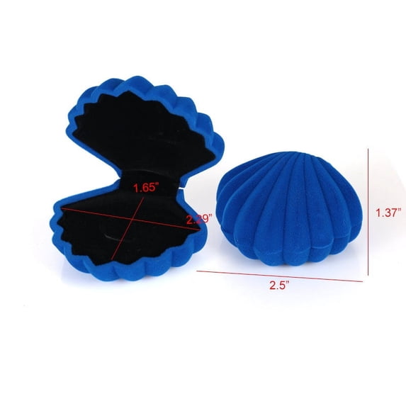 Velvet Jewelry Box Shell Shape Wedding Ring Box Organizer Storage Display Packaging Case Holder Gift Accessories 4 Colors shell A blue