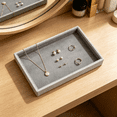 thumbnail image 1 of Velvet Jewelry Display Storage Box Organizer - Desktop Makeup Tray for Earrings, Bracelets, Rings, 21x12.3cm, 1 of 7