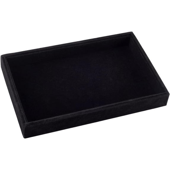 Velvet Jewelry Tray Black Stackable Showcase Jewelry Display Stand Drawer Removable Cosmetic Holder Jewelry Organizer Storage for DIY Earring Necklaces Pendants Bracelet Ring 8.94" x 5.7" x 1.1"