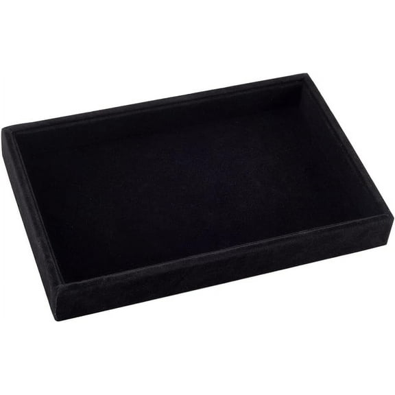 Velvet Jewelry Tray Black Stackable Showcase Jewelry Display Stand Drawer Removable Cosmetic Holder Jewelry Organizer Storage for Earring Necklaces Pendants Bracelet Ring 8.94" x 5.7" x 1.1" Black