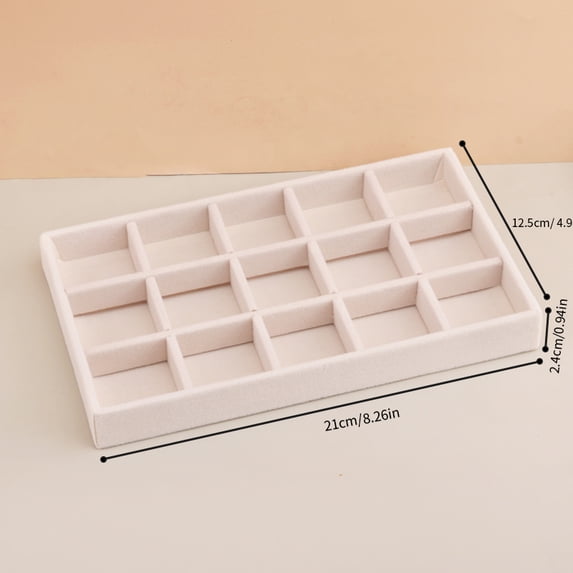 Velvet Jewelry Tray Storage Drawer Small Stackable Beige Jewelry Boxes and Packaging Suitable for Ring Earrings Simple Practical GRAY