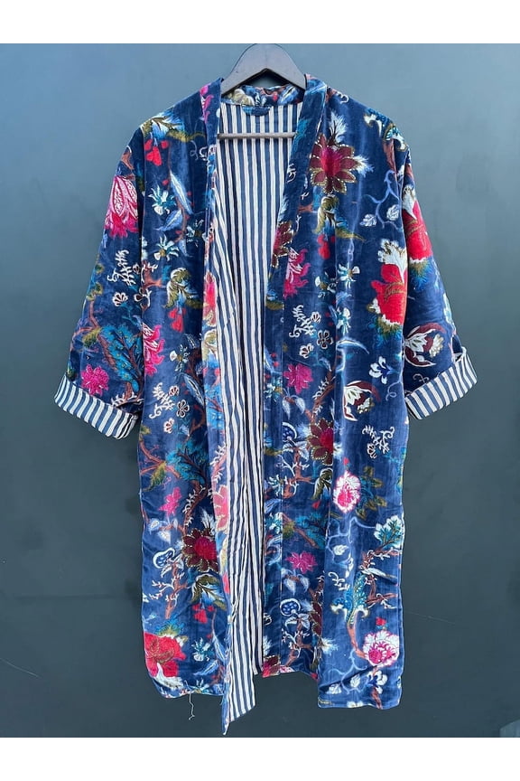 Velvet Kimono Robes, Morning Tea Velvet Coat, Bridesmaid Robe, Women Wear Cotton Velvet robe, Velvet Jacket, Bridal Robe