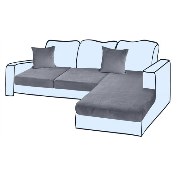 Velvet L-Shaped Sofa Cover, Machine-Washable/Easy to Clean, Perfect for Pet Owners, Fits Left/Right Chaise Sectional Couch(2 Seater+1 Chaise+2 Pillowcases,Dark Grey)