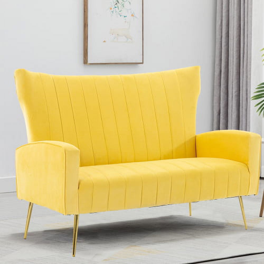 Velvet Leisure Sofa, Curved Tufted Contemporary Velvet HighBack