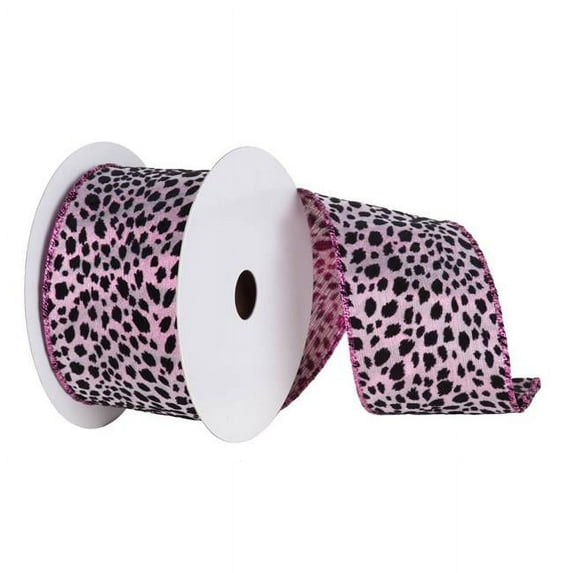 4" x 10yd Fushia Lame Velv Black Leapord