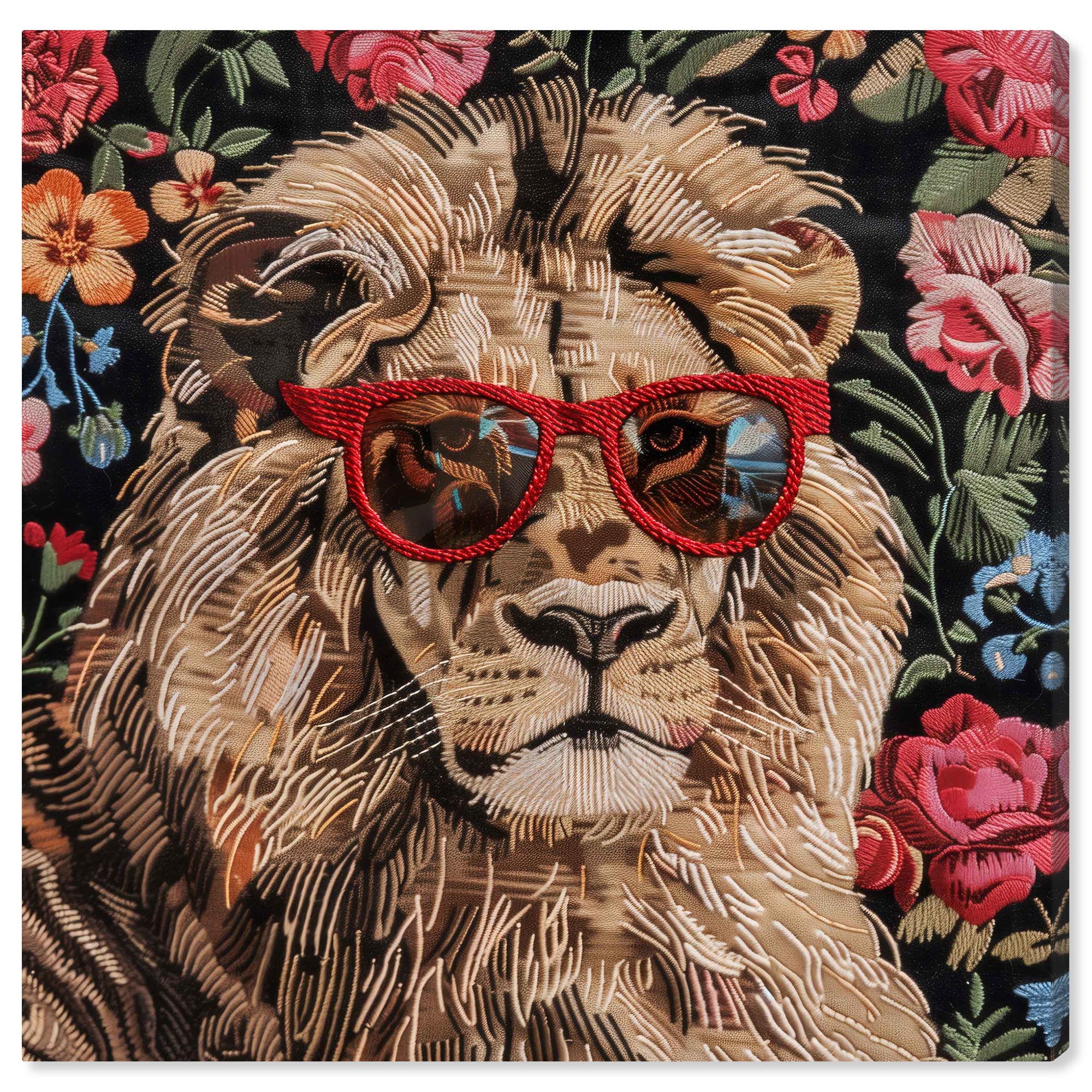 Velvet Lion 16" x 16" Gallery Wrapped Canvas Art