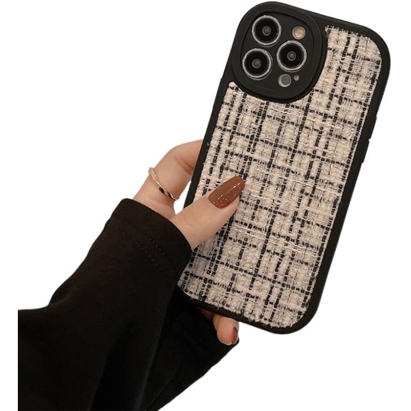 Velvet Little Fragrance Style sub Pattern Phone case, Light Luxury Lady Style, Anti-Drop and wear-Resistant, for iPhone 15 14 13 12 11 Pro Max XS XR X Phone Case (P4,iPhone 12 Pro)