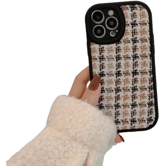 Velvet Little Fragrance Style sub Pattern Phone case, Light Luxury Lady Style, Anti-Drop and wear-Resistant, for iPhone 15 14 13 12 11 Pro Max XS XR X Phone Case (P6,iPhone X/XS)