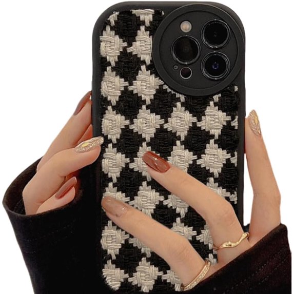 Velvet Little Fragrance Style sub Pattern Phone case, Light Luxury Lady Style, Anti-Drop and wear-Resistant, for iPhone 15 14 13 12 11 Pro Max XS XR X Phone Case (P2,iPhone 15 Pro Max)