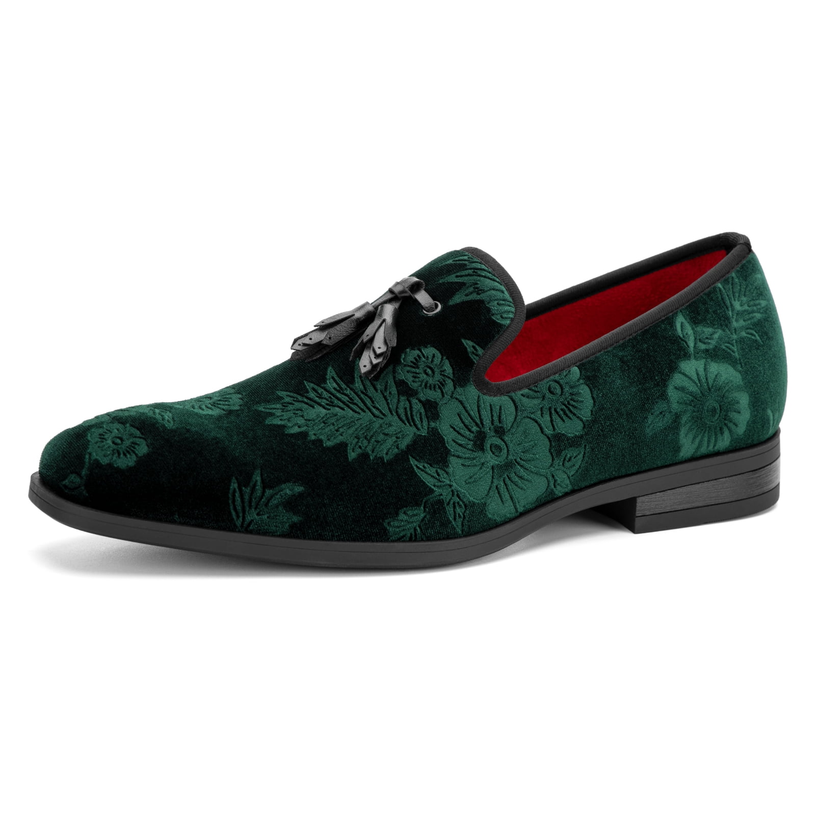 JITAI Velvet Loafers for Men Dress Shoes for Tuxedos Shoes and Suits Shoes, Green/30, 13 US, Men's