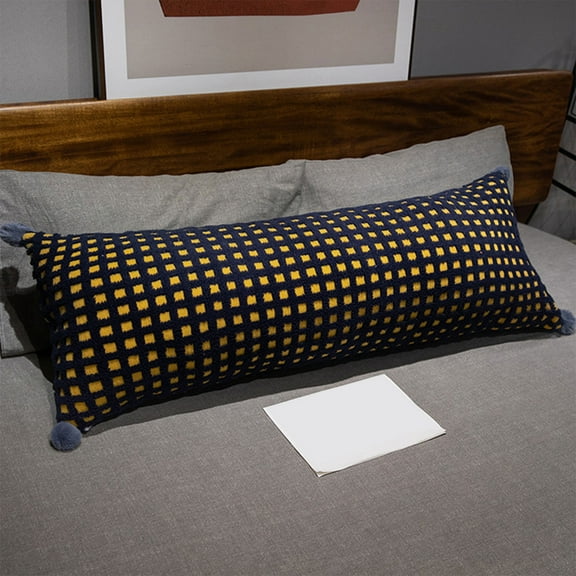 Velvet Long Body Pillow for Girls, 60cm/23.62in Side Sleeping Support Cushion, Soft Cotton Leg Clamp Pillow for Sofa Bed Dorm, 650g/1.43lb, Multiple Colors (Red, Blue, Dark Blue, Green, Yellow)