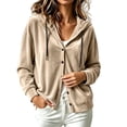 thumbnail image 1 of Velvet Long Sleeve Cardigan Hoodies Women Button Womens Hood Shirts Khaki XXXXXL, 1 of 9