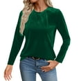 thumbnail image 1 of Velvet Long Sleeve Shirts for Women Dressy Crewneck Pullover Tops Ribbed Slim Fit T-Shirt Casual Going out Blouses Spring 2026, 1 of 8