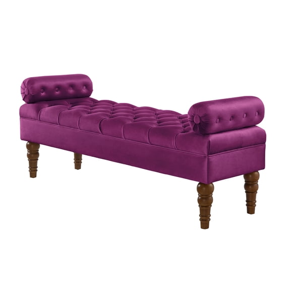 Velvet Long bed Bench for Bedroom,Upholstered Window Bench with Tufted Button,Entryway Bench,Bolster Bench for Living Room