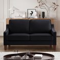 thumbnail image 1 of Velvet Loveseat Couch, Small Couch Chair with Wooden Legs and Scooped Armrests, Upholstered 2-Seat Sofa Couch for Living Room, Bedroom, Office (Black), 1 of 9