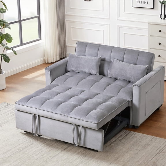 Modern 3-in-1 Velvet Convertible Sleeper Sofa for Living Room (53.54"*33.46"*31.1")