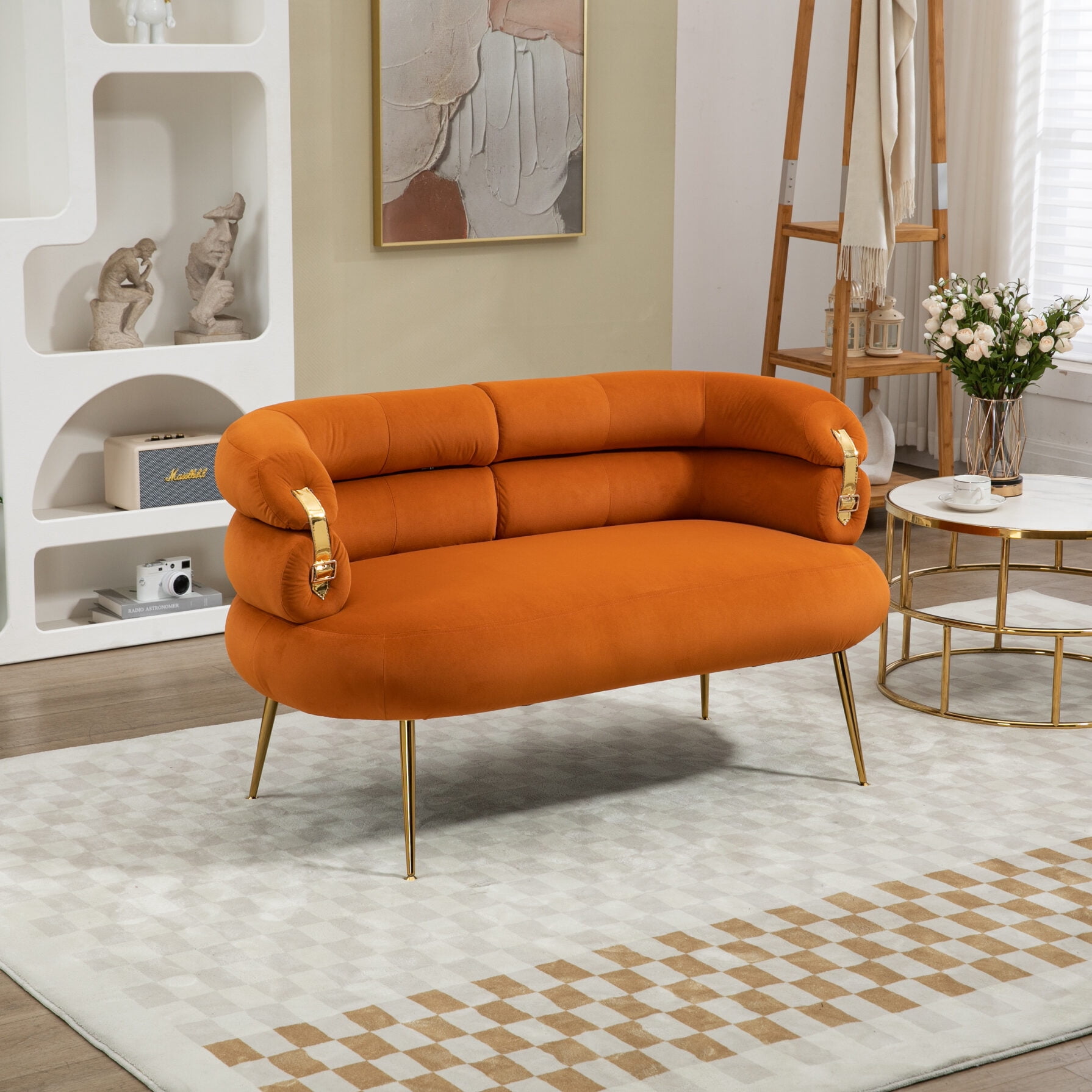 Velvet Loveseat Sofa, 2 Seater Small Sofa Couch, Modern Upholstered ...