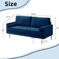 thumbnail image 1 of Velvet Loveseat Sofa, 66.9'' Mid Century Modern Small Love Seat with 2 Pillows & Golden Legs Comfy Couch for Living Room, Upholstered 2-Seater Sofa for Small Apartment (Navy), 1 of 6