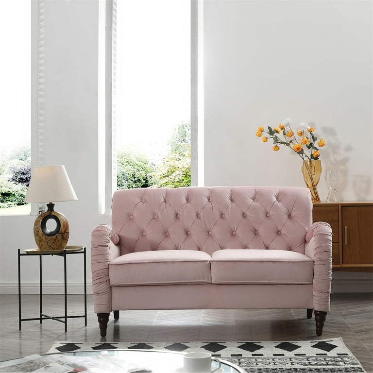 Pink 2024 tufted loveseat