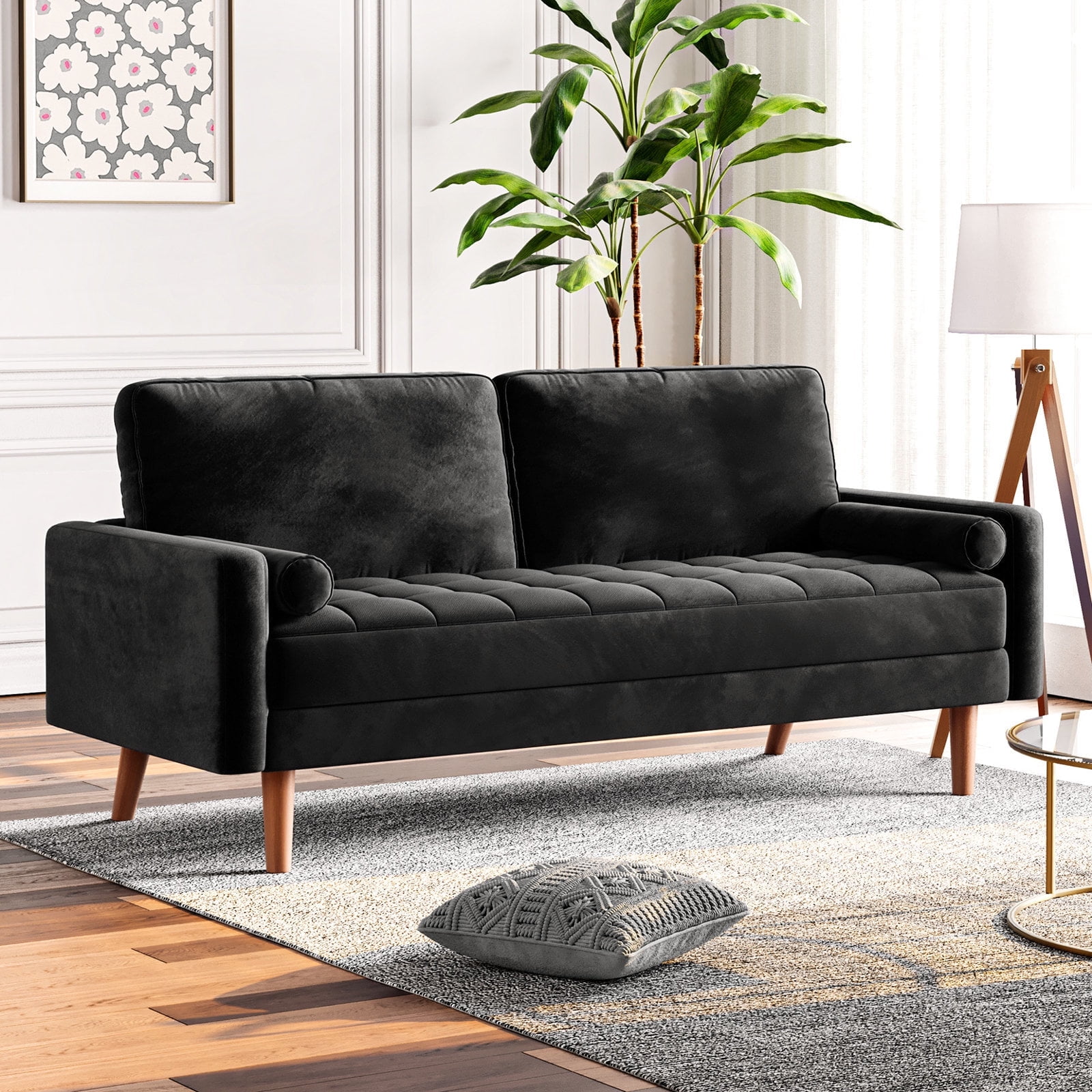 Modern black loveseat discount