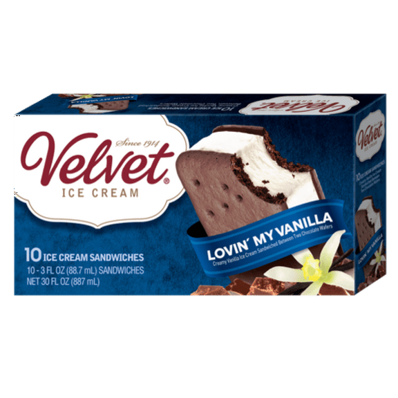 Velvet Lovin' My Vanilla Ice Cream Sandwiches, 10 Count, 30 fl oz