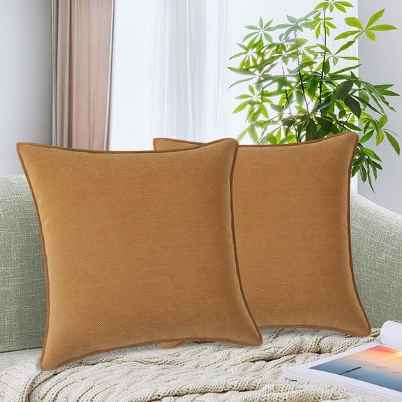Velvet Lumbar Pillow, Sofa Cushion with Beans Filling, Solid Yellow Backrest for Living Room, 40cm,Vsgery