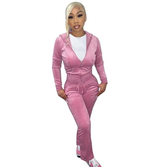 Velvet Luxe Tracksuit (S, Pink)