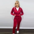 thumbnail image 1 of Velvet Luxe Tracksuit (S, Red), 1 of 9