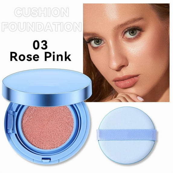 Velvet Matte Cushion Foundation Blue Ultra Cover Powder Foundation, 12h Oil-Control, Lightweight, Long-Lasting, Waterproof Cushion Makeup