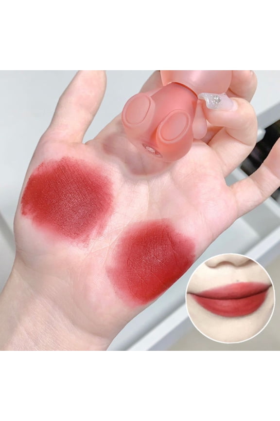 Velvet Matte Lipstick - 6 Colors, 1.8g Each, Long-Lasting Waterproof Lip Gloss, Non-Fade Non-Stick Cup Formula, Bear Keychain Design, Mist Velvet Texture, Moisturizing Lip Cream