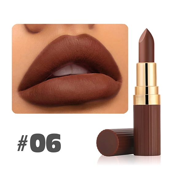 Velvet Matte Lipstick, High Pigmented Long-Lasting Waterproof Lip Stick, Nude Matte Soft Dark Color Stick, Longwear Non-Drying Lip Makeup Cruelty-free 24 Hours, No Cracking or Flaking