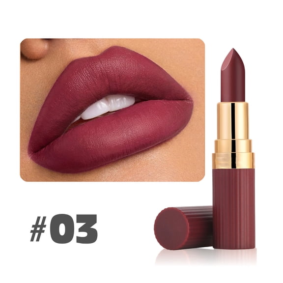 Velvet Matte Lipstick, High Pigmented Long-Lasting Waterproof Lip Stick, Nude Matte Soft Dark Color Stick, Longwear Non-Drying Lip Makeup Cruelty-free 24 Hours, No Cracking or Flaking