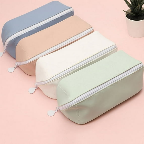 Pencil Bag, Pencil Pouch Extra Large Capacity Storage Organizer Zipper Bag PU Leather, Cute Simple Pencil Pouch for Stationery, School Supplies, Make Up Cosmetics