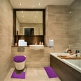 thumbnail image 1 of Velvet Memory Foam 3 piece Bathroom Rug Mat Lid Cover Set Non Slip Machine Wash Water Absorbent Purple Color for Bathroom Décor, 1 of 5