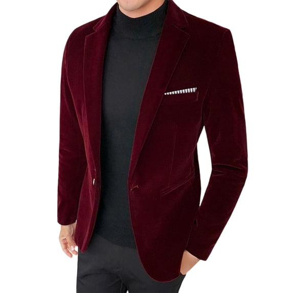 Velvet Mens Jacket Winter Business Blazer Red Suit Jacket Party Sport Coat Mens Clothes