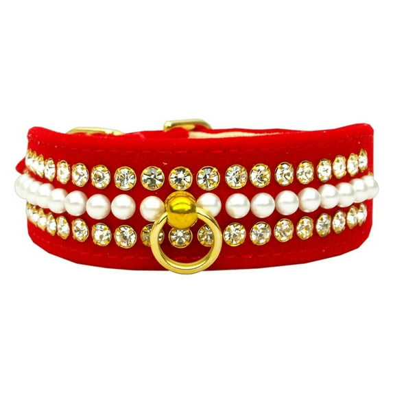 Dog, Puppy and Pet Collar, "Velvet Mini Pearl Crystal"