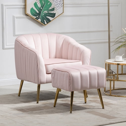 Velvet Modern Tub Barrel Arm Chair Upholstered Tufted with Gold