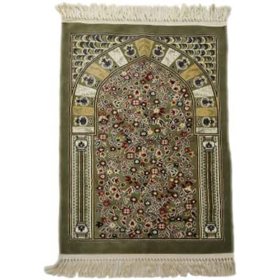 Velvet Muslim Islamic Janamaz/Prayer Mat, Anti-Skid Prayer Mat, (Approx. 4 x 2 Ft) (Color Royal Green)