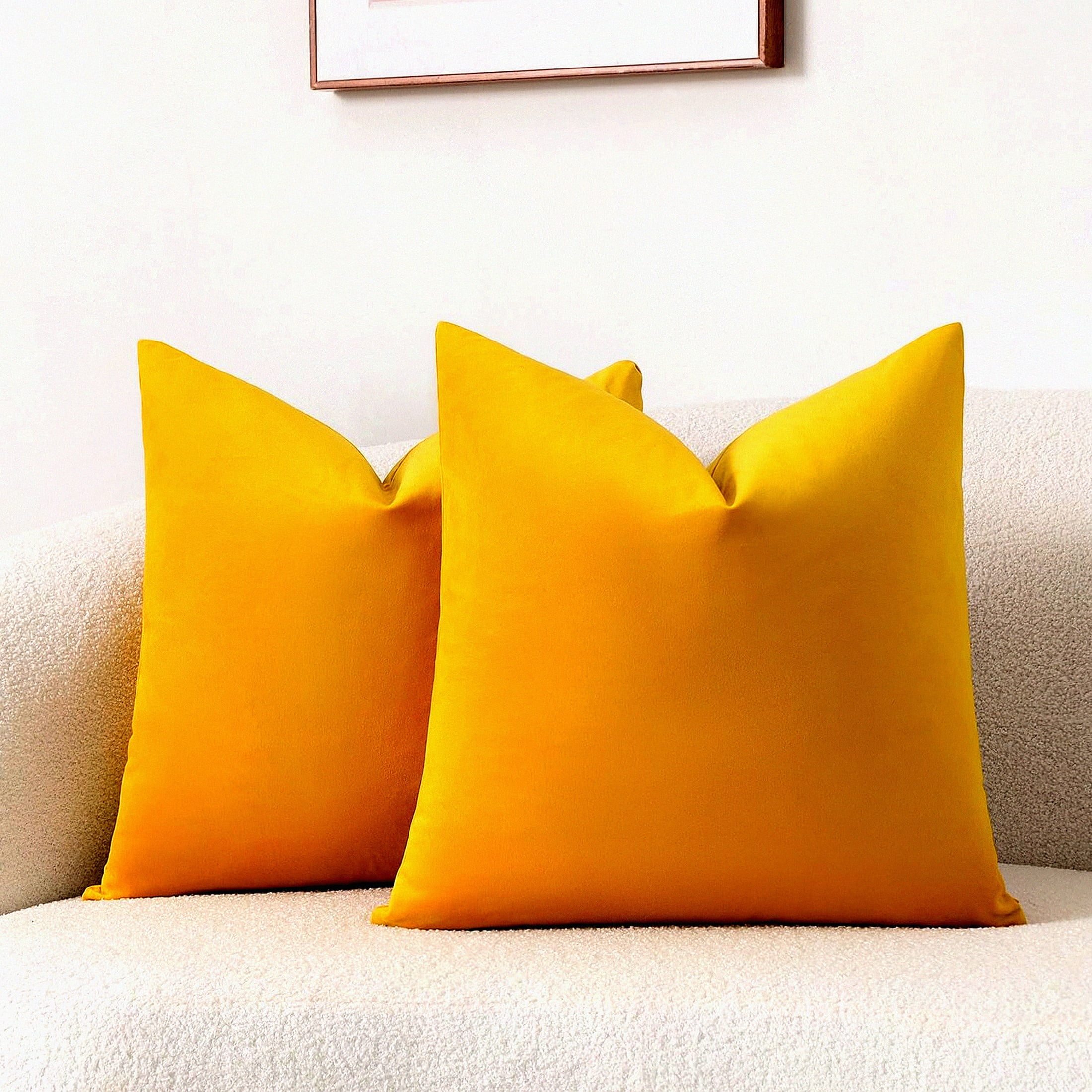 Velvet Mustard Yellow Throw Pillow Covers Set of 2 18x18 Inch Soft Decorative Cushion Cases for Modern Boho Home Decor Fall Living Room Sofa Bed Accent Walmart