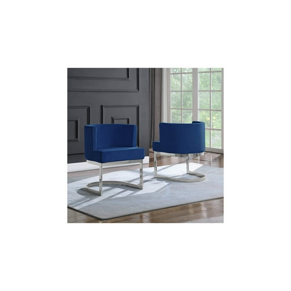 Navy Blue Velvet Side Chair with Silver, Chrome Base - Single