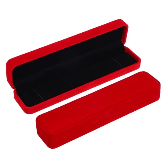 Velvet Necklace Box, 2 Pack Single Slot Jewelry Holder for Wedding and Engagement, Red and Black