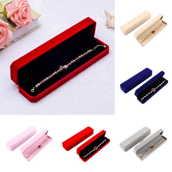 Velvet Necklace Gift Box Jewelry Storage Gift Box Dust-Proof Flip-Top Design Bracelets Necklaces Anklets Jewelry Presentation Box