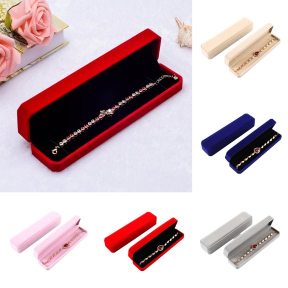 Velvet Necklace Gift Box Jewelry Storage Gift Box Dust-Proof Flip-Top Design Bracelets Necklaces Anklets Jewelry Presentation Box