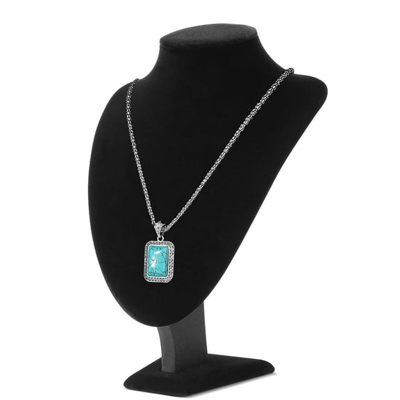 Velvet Necklace Jewelry Display Bust Stand - Freestanding Pendant Chain Chokers Lockets Holder Storage Organizer Figure, 11 inch (Black)