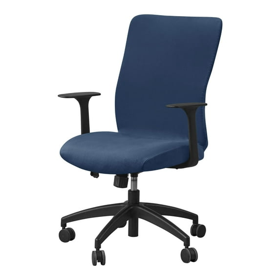 Velvet Office Chair Cover, Universal Computer Office Chair Covers Stretch Desk Chair Covers Removable Washable Rotating Chair Slipcovers for Rotating Chair-Light Blue-Medium