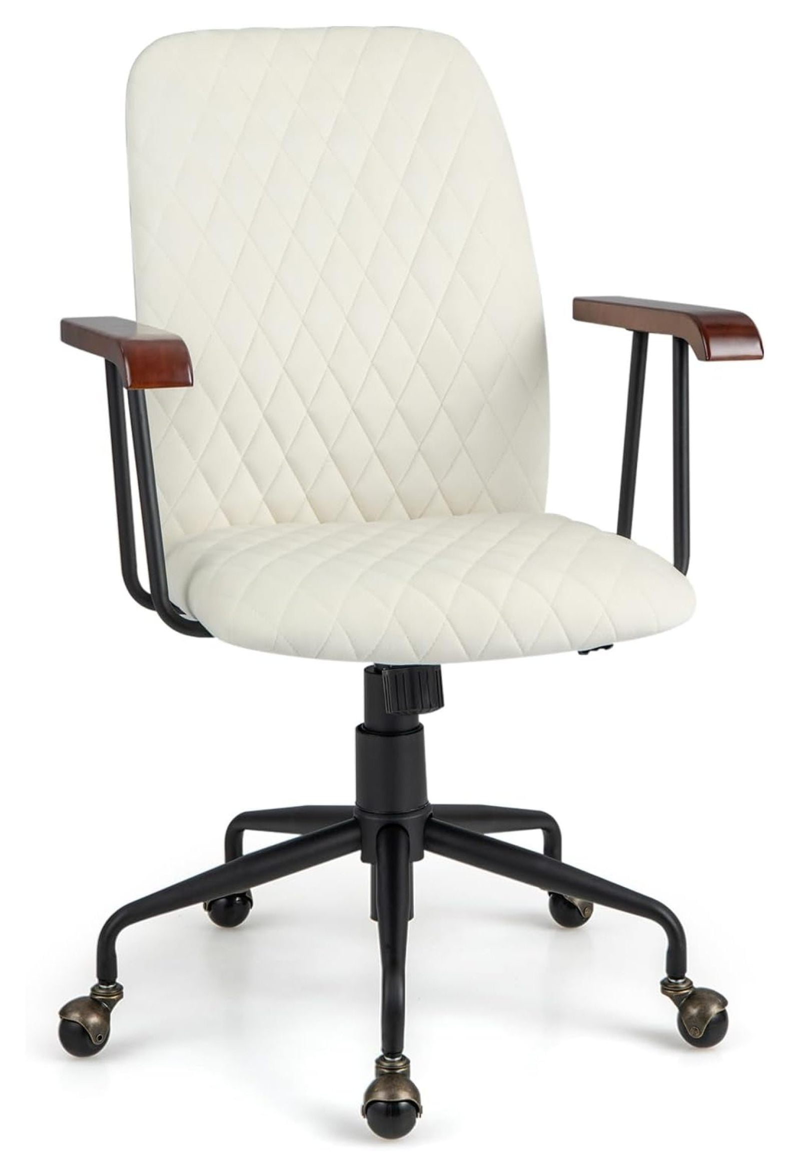 Velvet Office Chair, Upholstered Home Leisure Chair with Rubber Wood