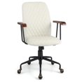 Velvet Office Chair, Upholstered Home Leisure Chair with Rubber Wood