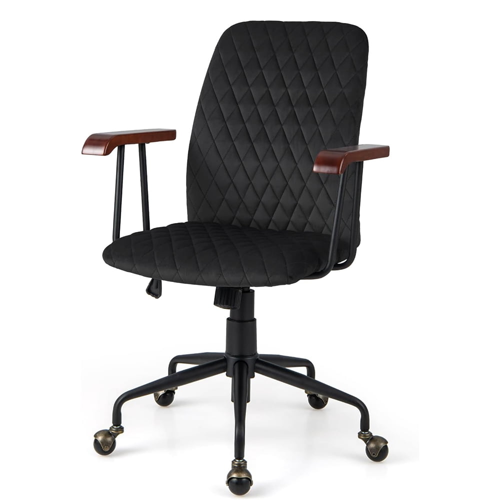 Velvet Office Chair, Upholstered Home Leisure Chair, Vintage Mid-Back ...