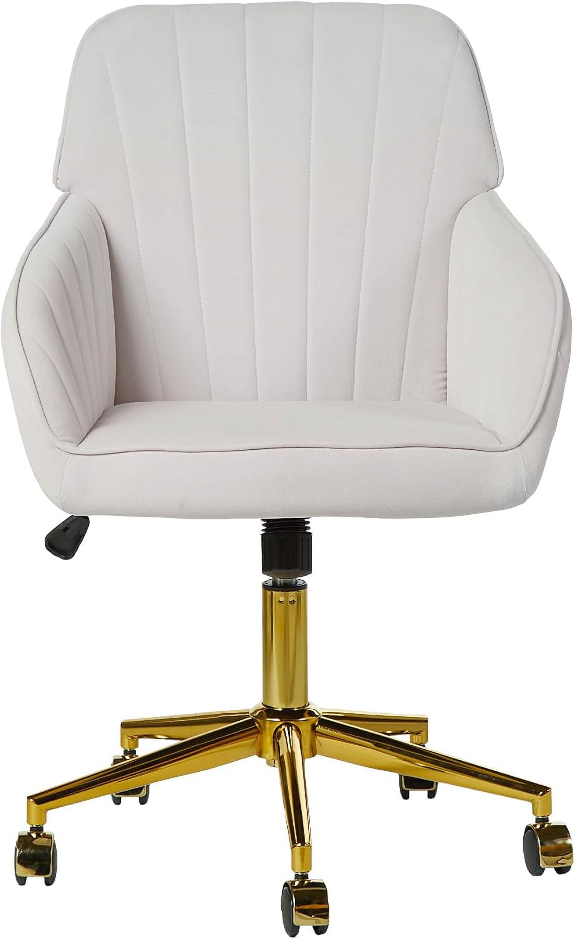 Velvet Office Desk Chair with Wheels and Gold Base,Modern Height